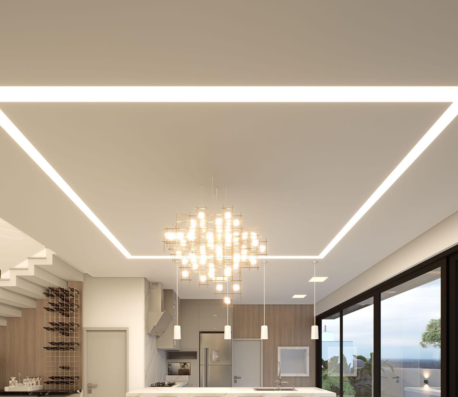 Forro rebaixado liso em drywall